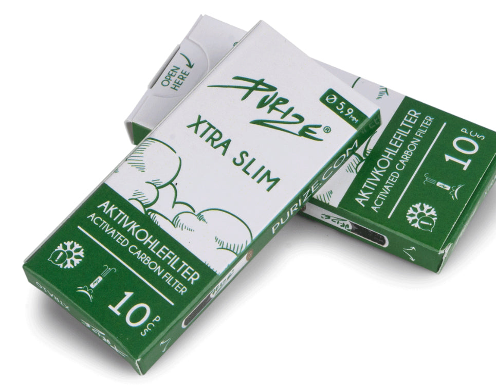 Purize XTRA SLIM Carbon Filters Pack of 10 – Compact Eco-Friendly Smoking Filters