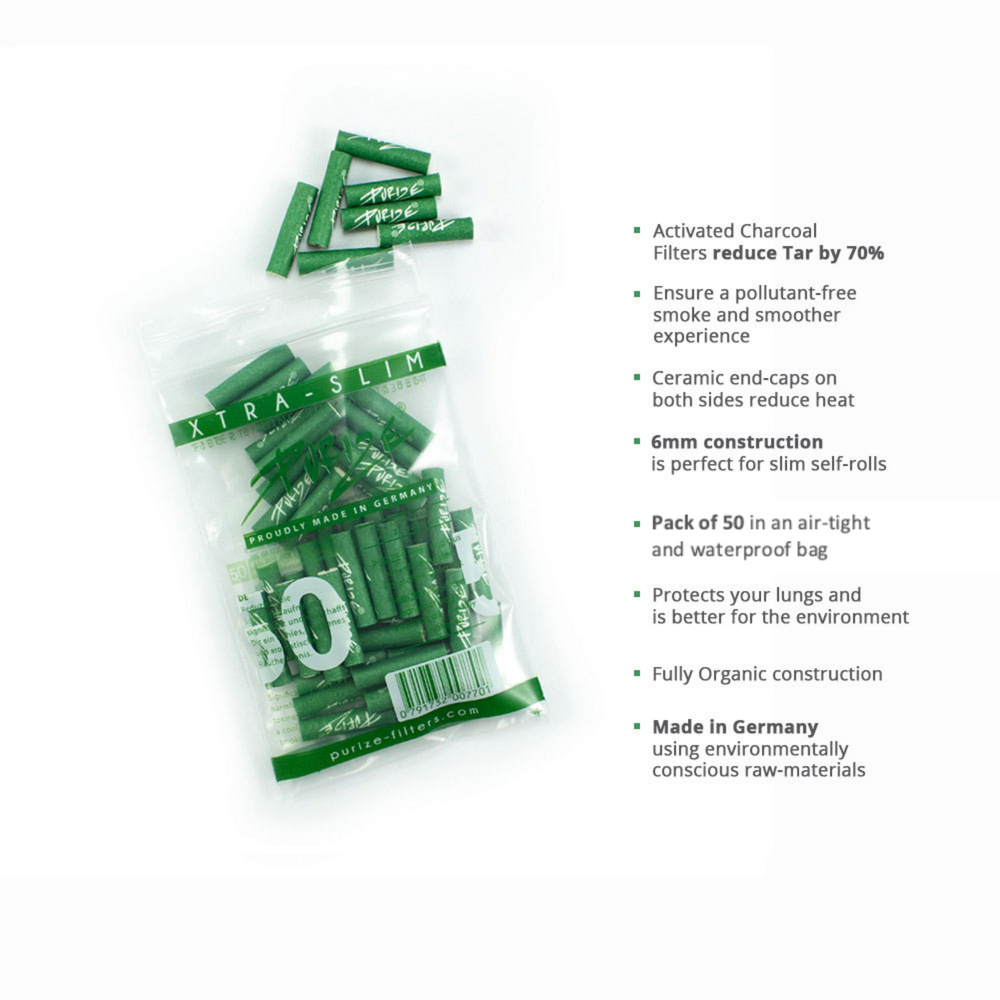 “PURIZE® XTRA Slim Green Filters – Activated Carbon Tips”