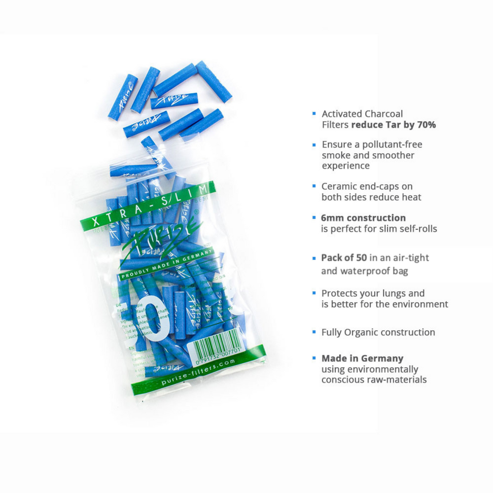 “PURIZE® XTRA Slim Blue Filters – Premium Carbon Tips”