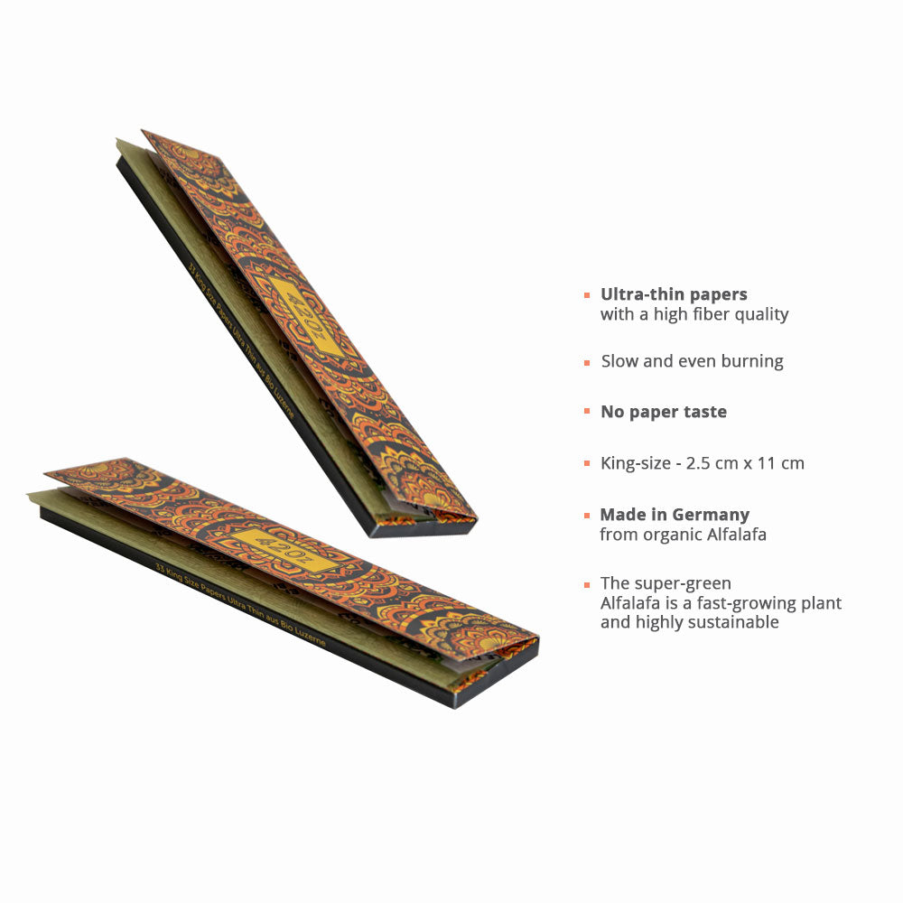 420z King size Ultra thin papers (Made from Organic Alfalafa)