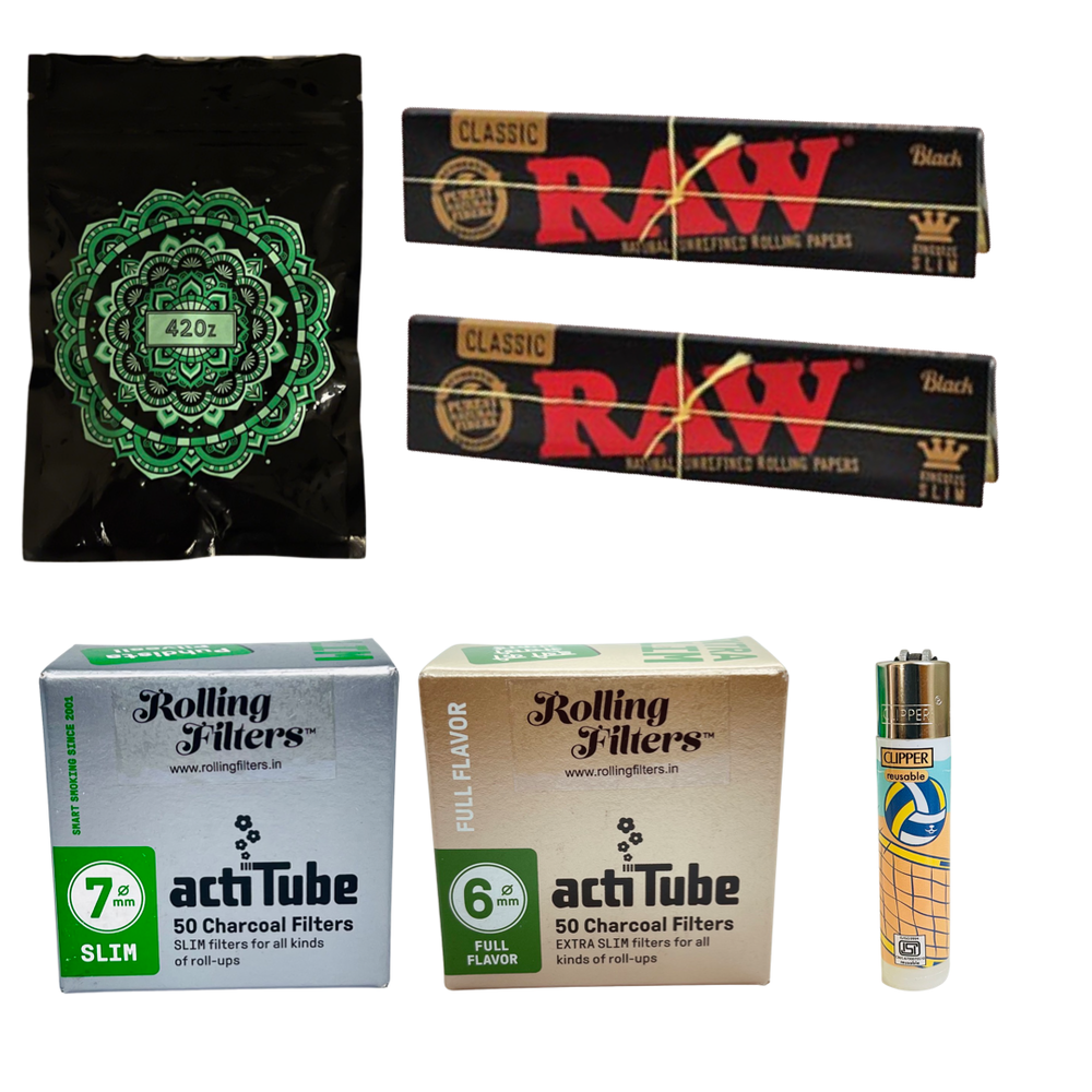 Actitube Bundle - 2 RAW Black Rolling paper + 1 Pack Actitube Activated Charcoal Filters + Clipper