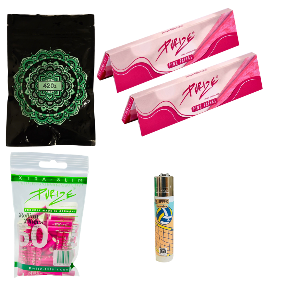 Purize Bundle - 50 Activated Carbon Filters in a Ziplock bag + 2 Purize Rolling papers + Clipper